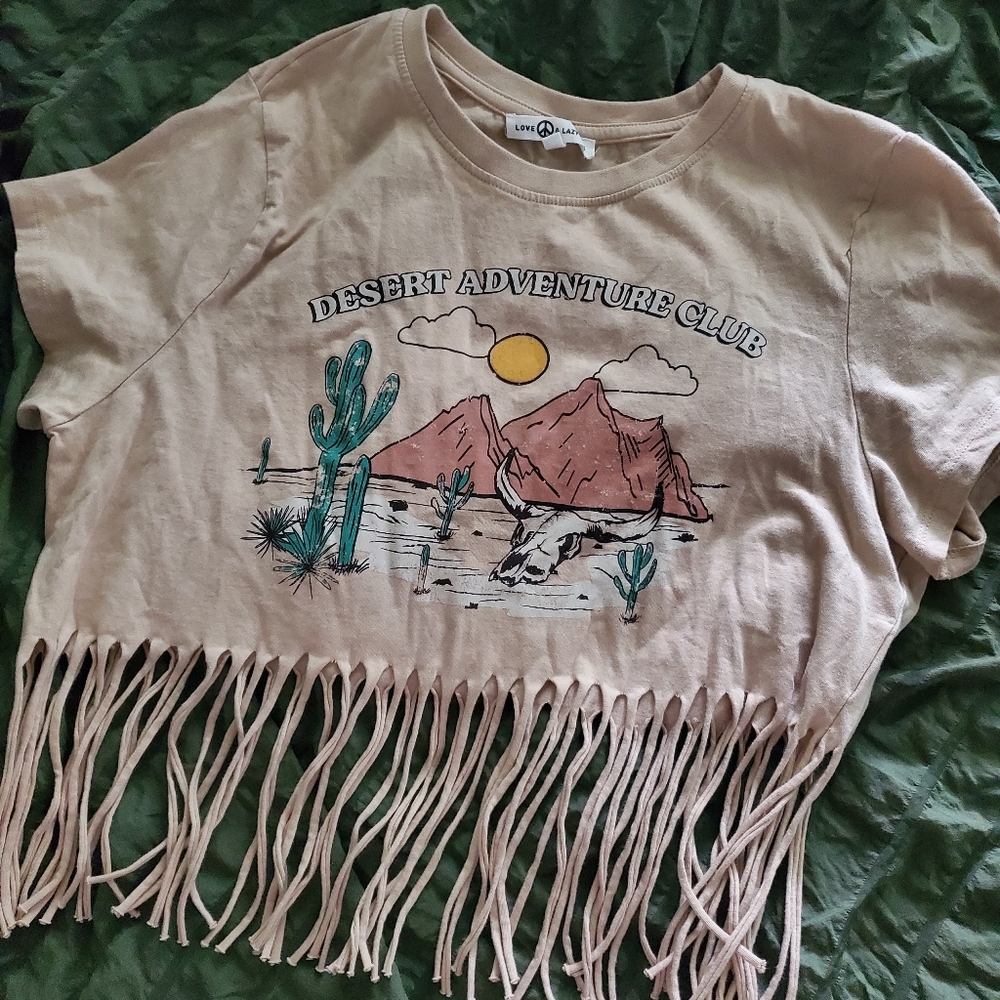 SOLD🌵LOVE & LAZY DAYS FRINGE CROP TOP, M🌵